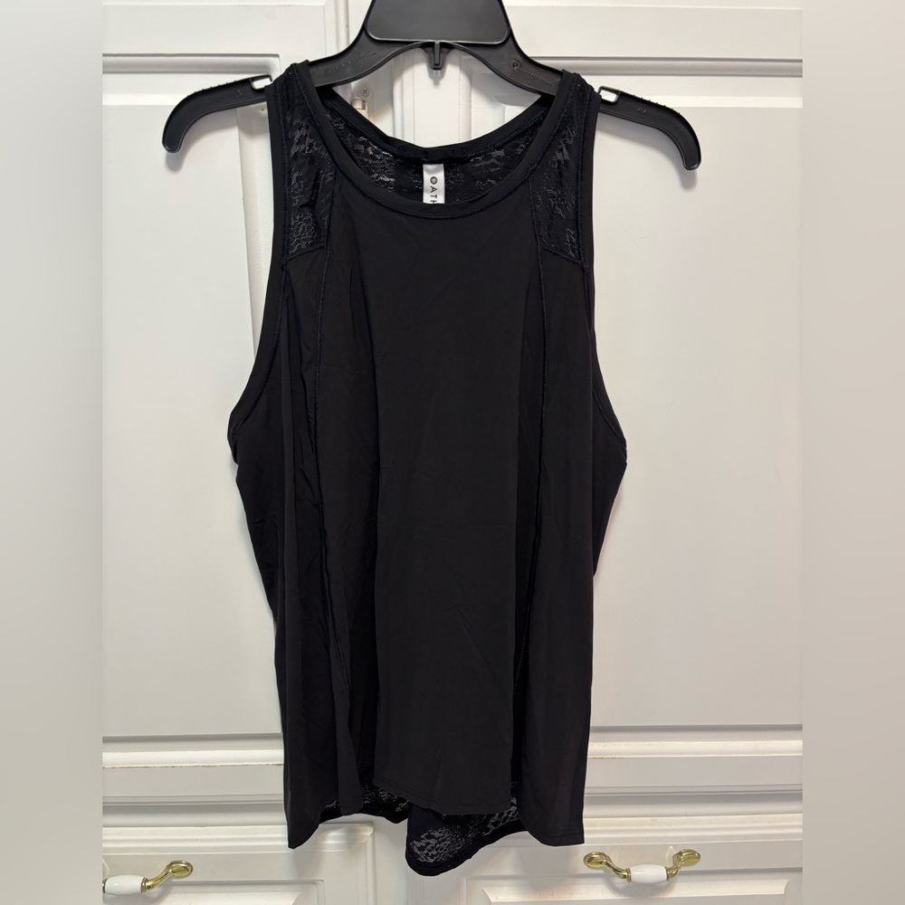 Athleta Black Floral Lace Stretch Workout Tank Top Women’s Size M